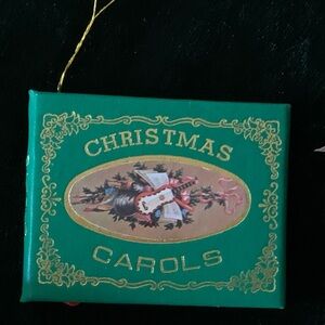 Vintage Christmas Carols Mini Book Ornament (~3")